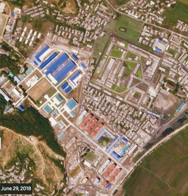 根據6月29日拍攝衛星影像,北韓剛完成一座重要飛彈工廠的擴建工程。(美國衛星公司星球實驗室提供)